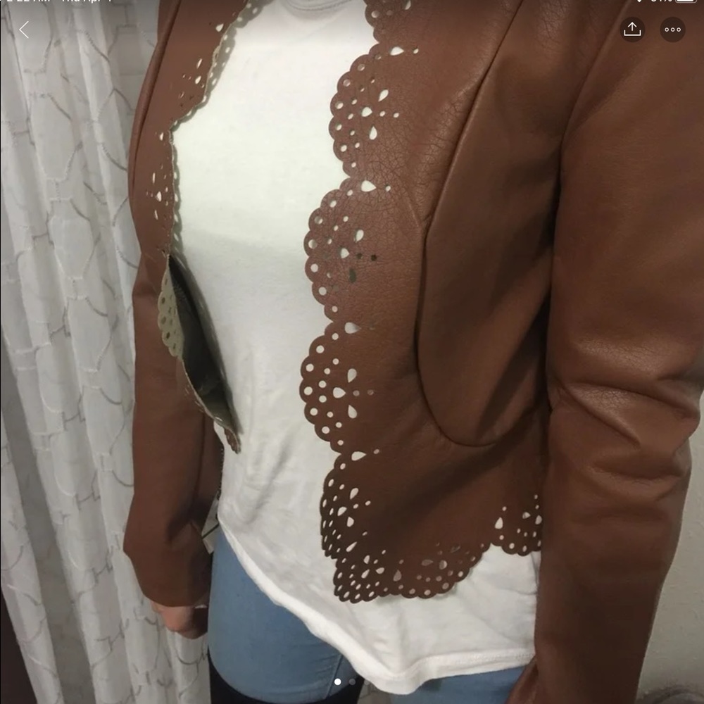 faux leather jacket, Brown , Size Small.